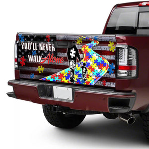 Autism Awareness truck Tailgate Decal Sticker Wrap Never Walk Alone Tailgate Wrap Decals For Trucks