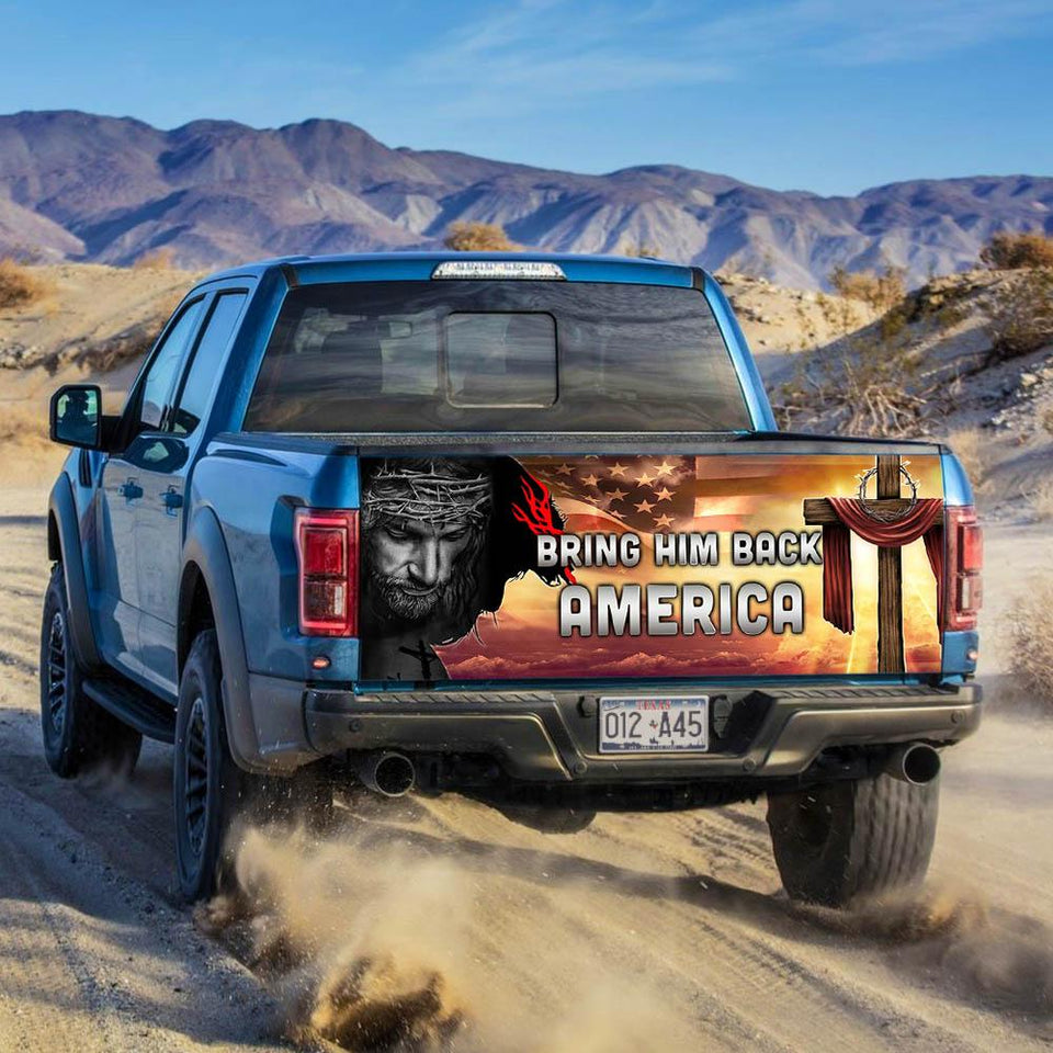 Christian Cross American truck Tailgate Decal Sticker Wrap Bring Him Back Tailgate Wrap Decals For Trucks