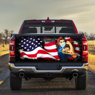 Proud Nurse American truck Tailgate Decal Sticker Wrap Tailgate Wrap Decals For Trucks