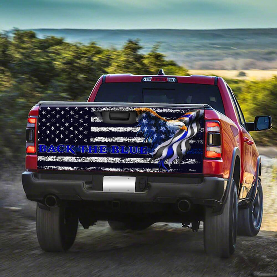 Back The Blue American Eagle truck Tailgate Decal Sticker Wrap Tailgate Wrap Decals For Trucks