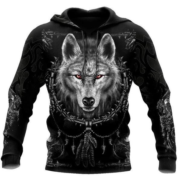 Black Wolf 3D Over Printed Hoodie for Men and Women