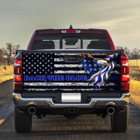 Back The Blue American Eagle truck Tailgate Decal Sticker Wrap Tailgate Wrap Decals For Trucks