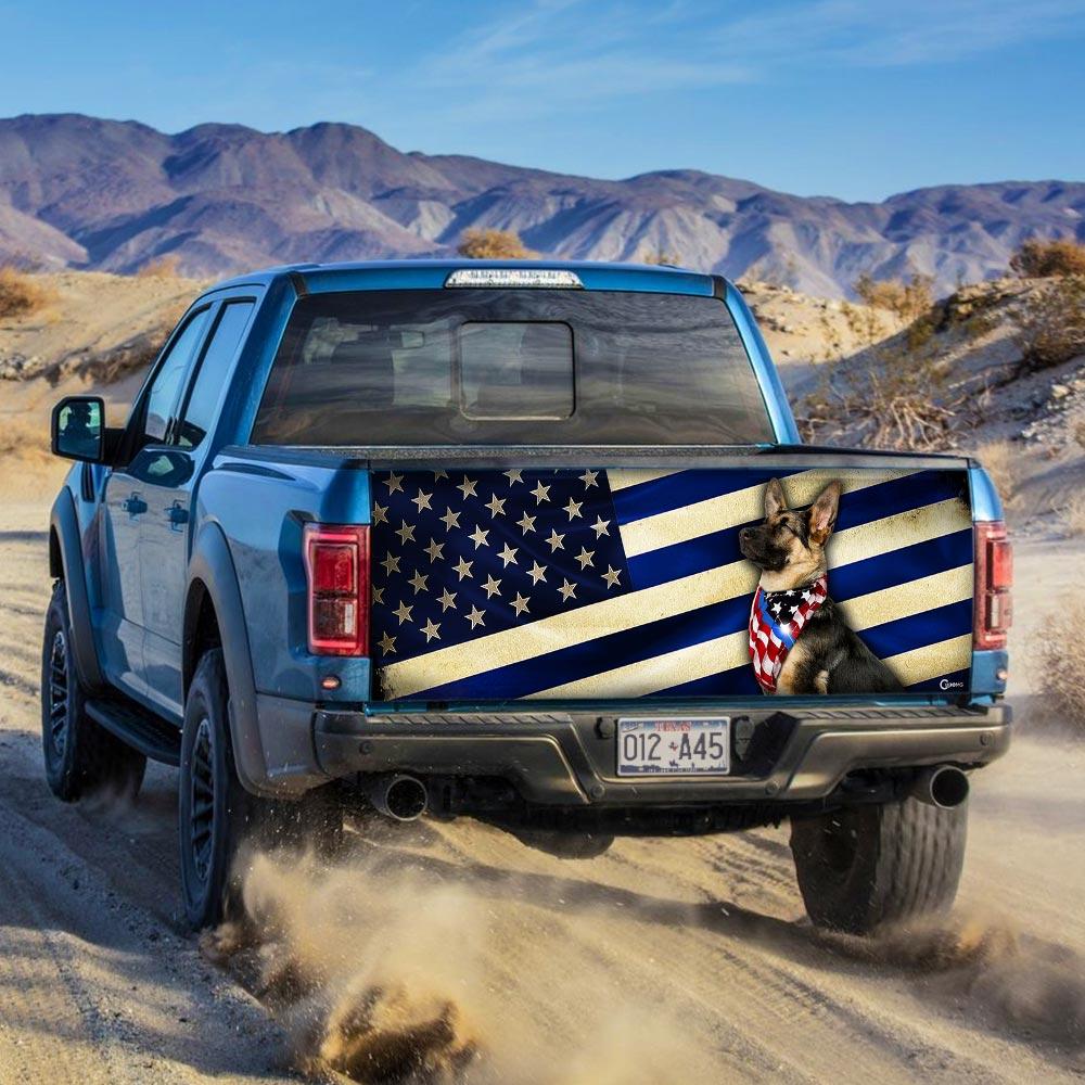 German Shepherd Thin Blue Line truck Tailgate Decal Sticker Wrap Tailgate Wrap Decals For Trucks