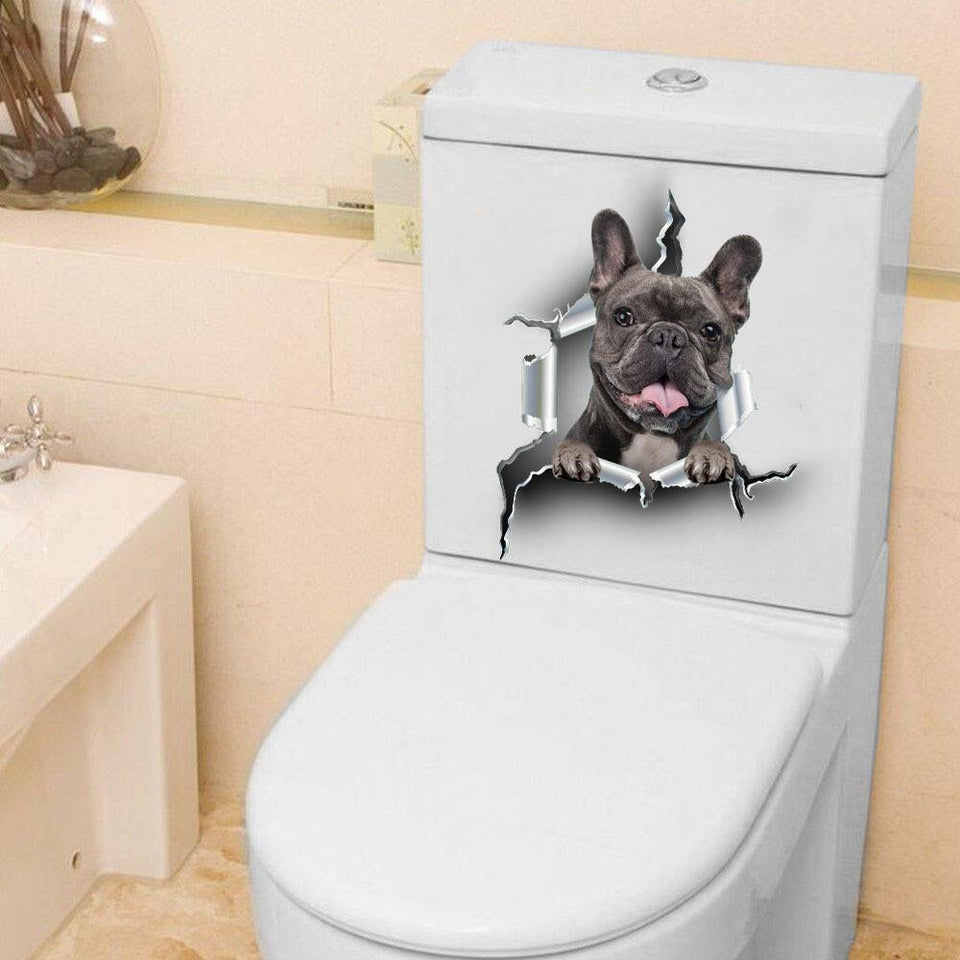 [sk0122-snf-hnd]Funny french bulldog Toilet Sticker Lover - Camellia Print