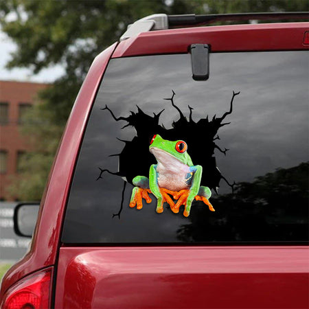 [sk1876-snf-tnt]-funny-frog-crack-car-sticker