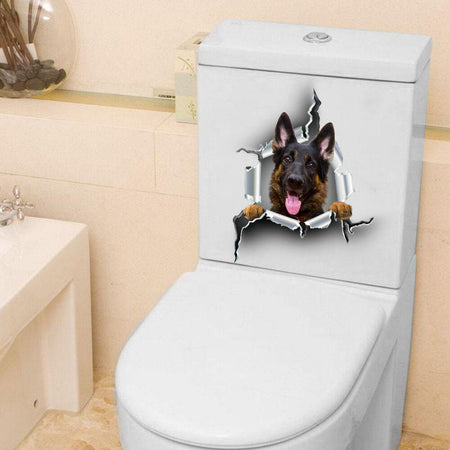 Funny German Shepherd Toilet Stickers For Water Bottle Lovable Waterproof Labels For Bottles Beauty And The Beast Rose