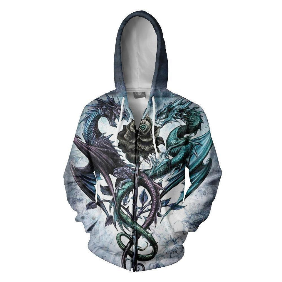 3D ALL OVER PRINT DRAGON HEART TATTOO HOODIE