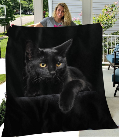 Black Cat Fleece Blanket
