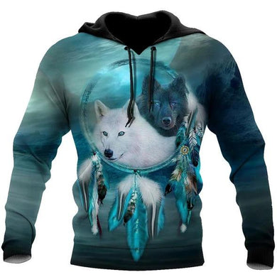 Native American Beautiful Wolf Couple HoodieMEI