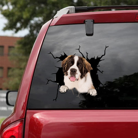 [sk1263-snf-vdt]-st-barnard-crack-car-sticker-dogs-lover
