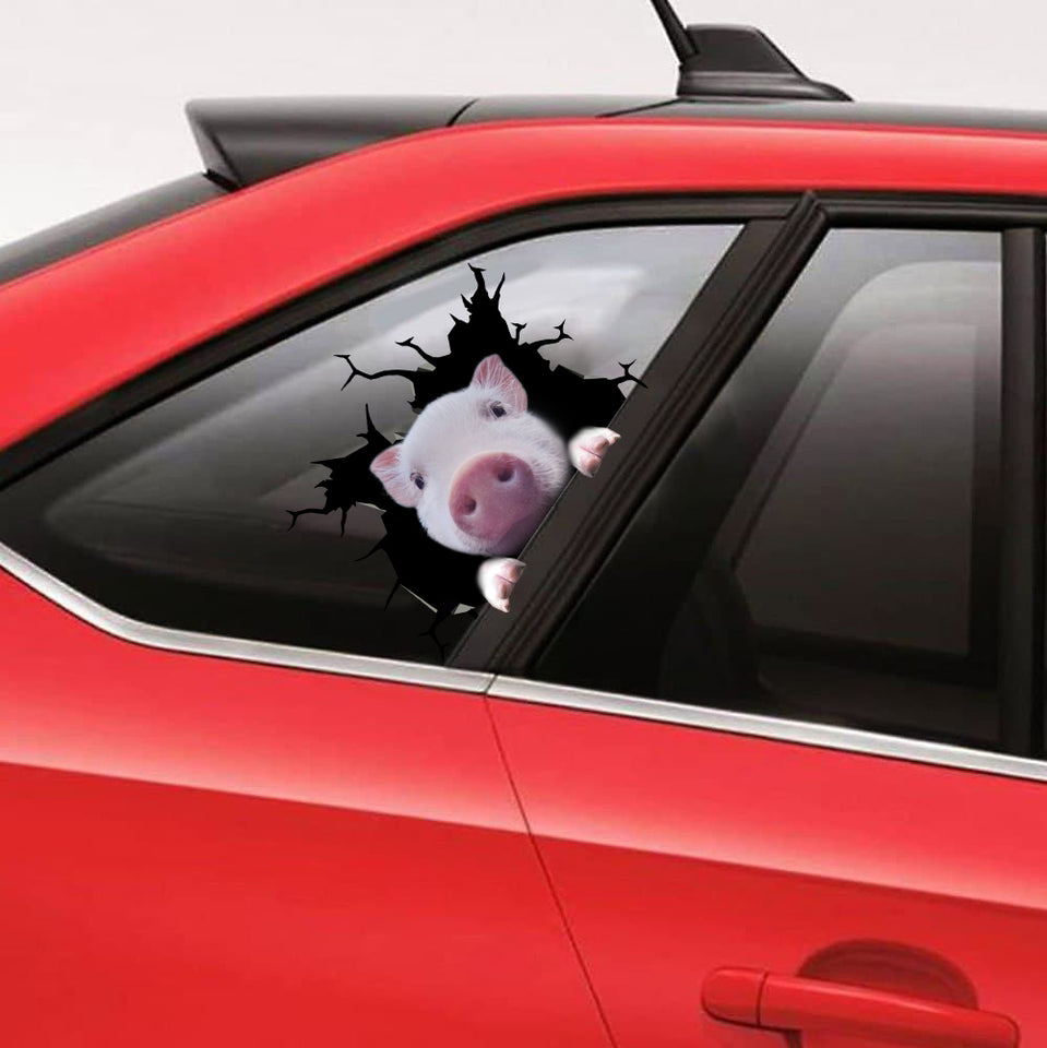 [sk1116-snf-ptd]-pig-crack-car-sticker-cattle-lover-