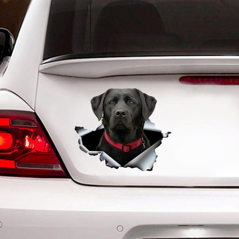 [sk0140-snf-ptd]Funny labrador car Sticker Lover - Camellia Print
