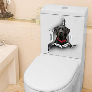 [sk0125-snf-hnd]Funny Labrador Toilet Sticker Lover - Camellia Print