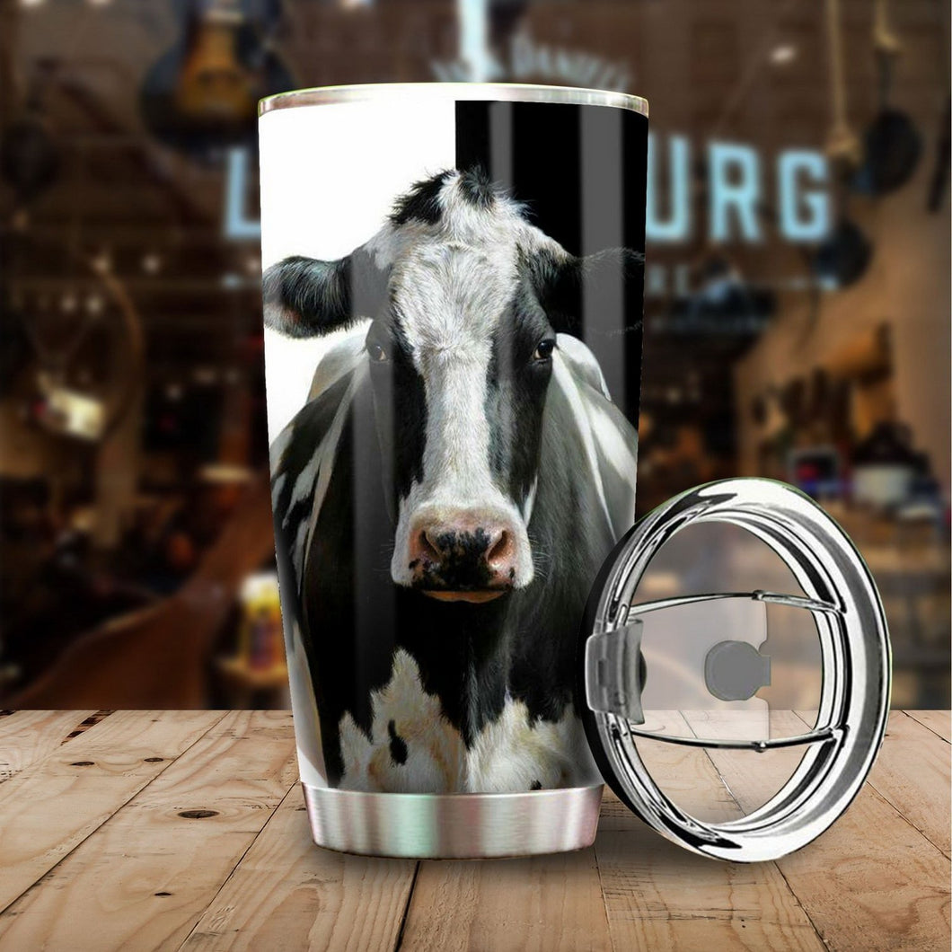 Black and White Cow Stainless Steel Tumbler