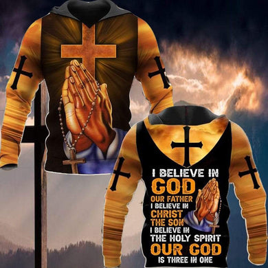 I BELIEVE IN GOD OUR FATHER I BELIEVE IN CHRIST THE SON I BELIEVE IN THE HOLY SPIRIT OUT GOD IS THREE IN ONE ALL OVER PRINTED SHIRTS 080808