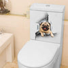 [sk0128-snf-hnd]Funny pug Toilet Sticker Lover - Camellia Print