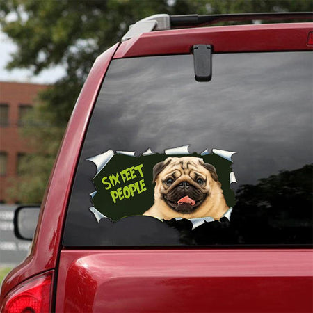 [sk0269-snf-tpa] Funny pug Six feet People Car Sticker Lover - Camellia Print