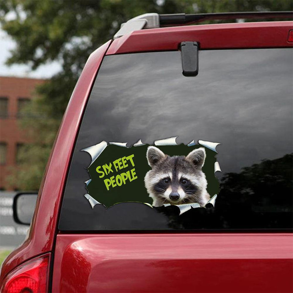 [sk0270-snf-tpa] Funny raccoon Six feet People Car Sticker Lover - Camellia Print