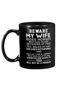 Beware My Wife Rides Horses T Shirt K2658