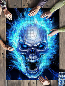 Skull Blue Flames Jigsaw Puzzle JP1033