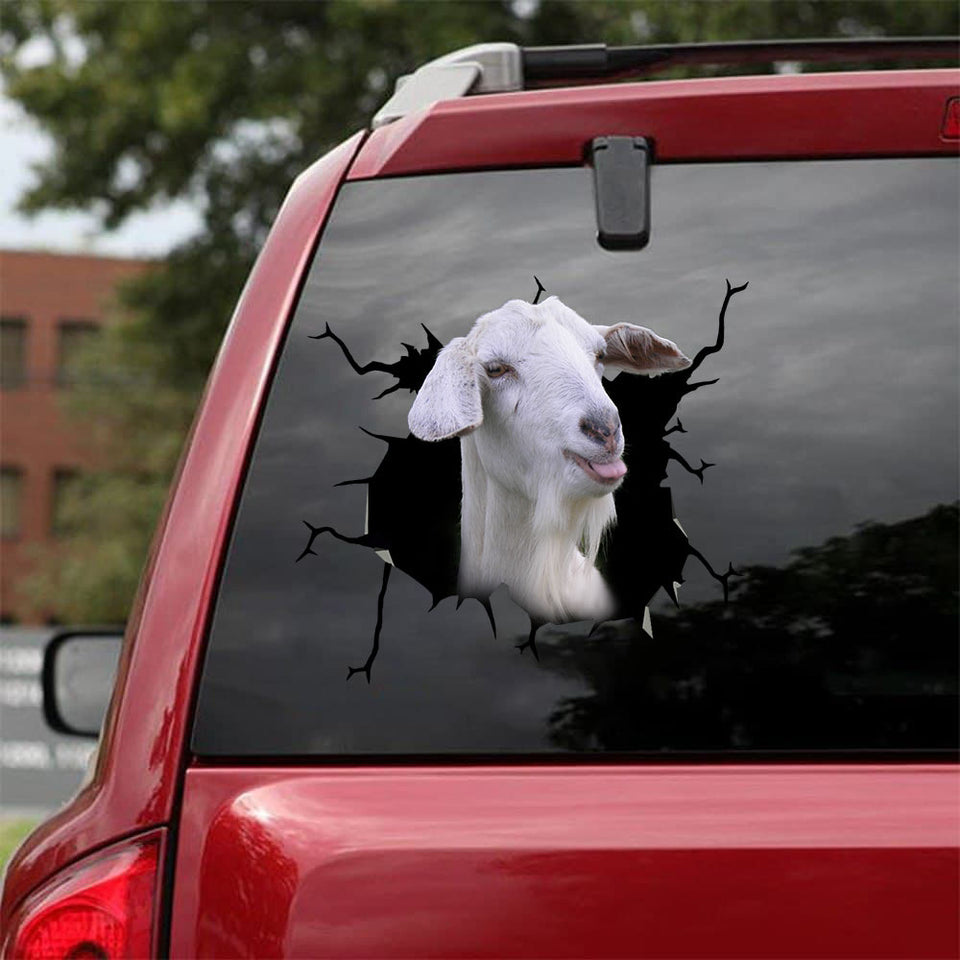 [sk1299-snf-lad]-saanen-goat-crack-sticker-cattle-lover