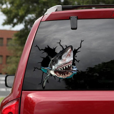 [sk0789-snf-tpa]-shark-crack-car-sticker-animals-lover