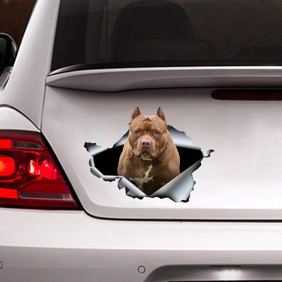 [sk0273-snf-ptd] Funny Bully dogs Crack Car Sticker Lover - Camellia Print