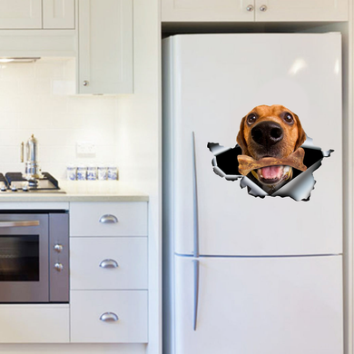 [sk0421-snf-PTD] Funny beagle Crack fridge Sticker dogs Lover - Camellia Print