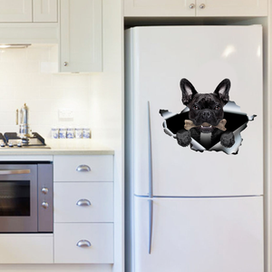 [sk0422-snf-PTD] Funny French bulldog Crack fridge Sticker dogs Lover - Camellia Print