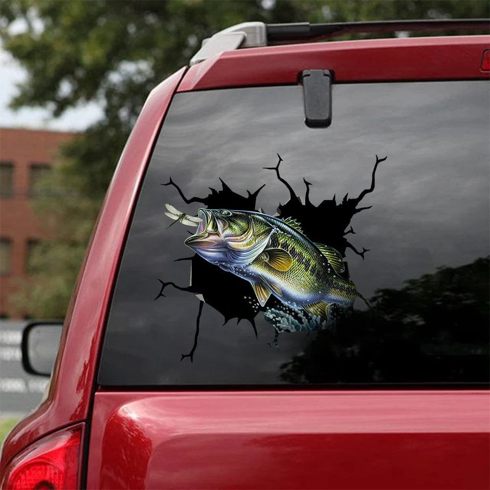 [sk0783-snf-ptd]-bass-crack-car-sticker-fishing-lover