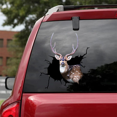 [sk0762-snf-tpa]-spotted-deer-axis-crack-car-sticker-animals-lover
