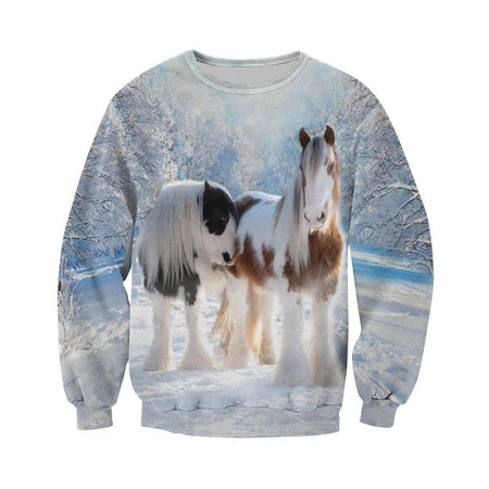 3D All Over Printed Winter Friesian Horse