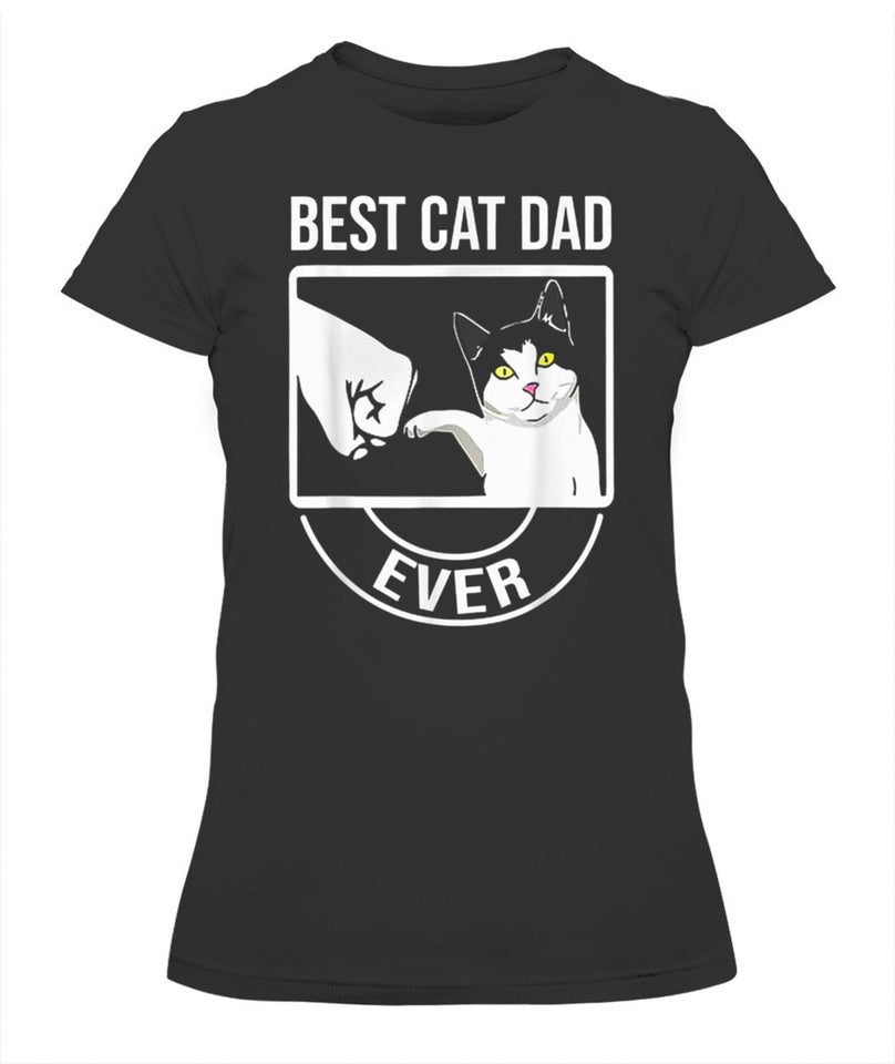 Best Cat Dad Ever Funny Paw Kitten Cat Fist Bump Tee Shirt