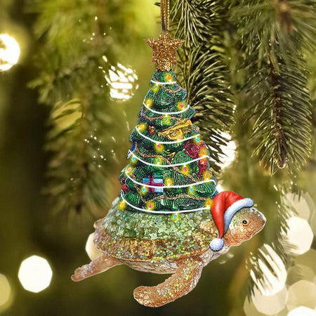 [sk0454-pw-ornm-ptd] Ornament turtle Gift For Christmas Decorate The Pine Tree - Camellia Print