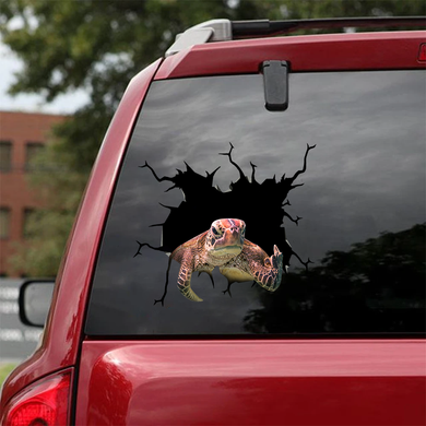 [sk0111-snf-hnd] Funny Turtle Sticker Animals Lover - Camellia Print