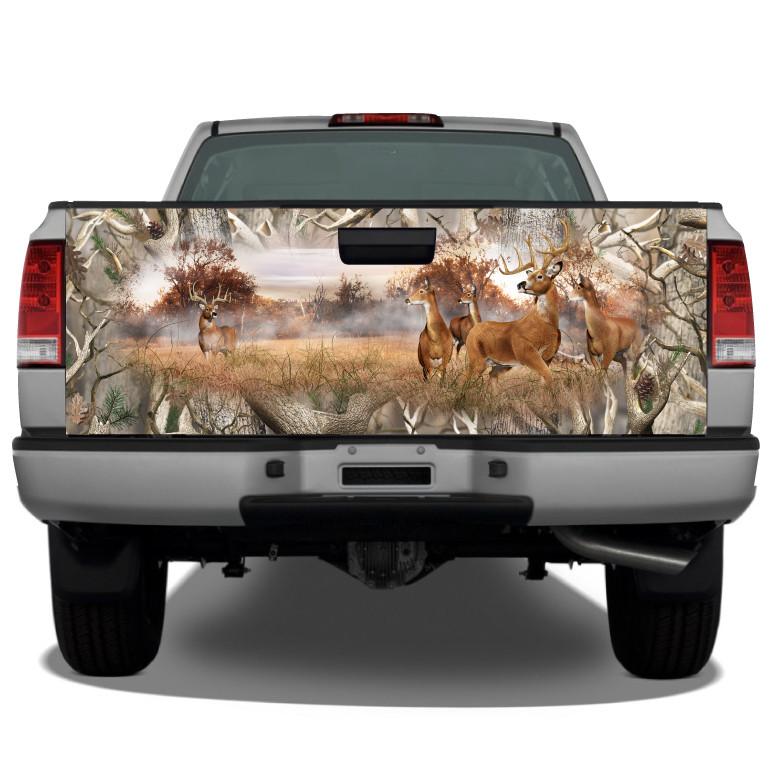 Whitetail Buck Camo Border &quot;obliteration&quot; Tailgate Wrap Tailgate Sticker Wrap Decals For Trucks