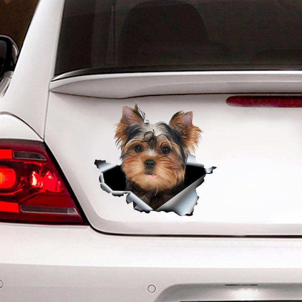 [sk0142-snf-ptd]Funny yorkshire terrier car Sticker Lover - Camellia Print