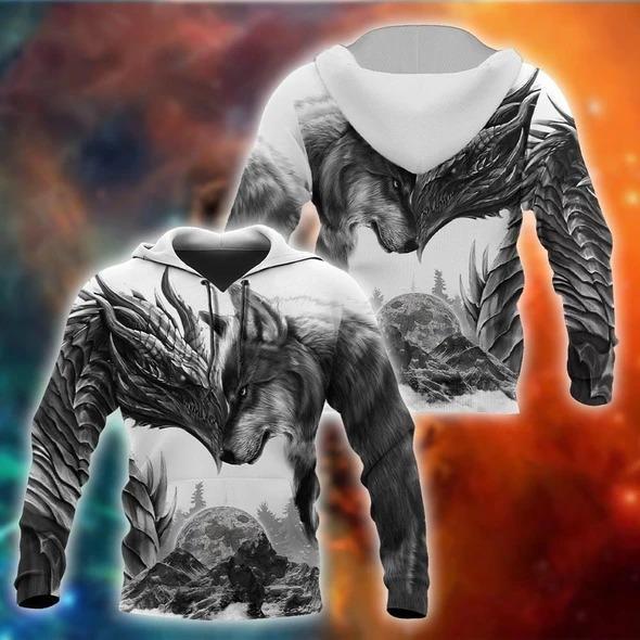 Tattoos dragon and wolf 3d hoodie shirt for men and women AM092039HG